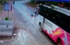 Caught On CCTV: Close call for Vittla Scooterist in crash with bus